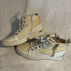 Aldo Women's Cream and White High-Top Sneakers